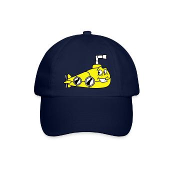 Lustiges U-Boot mit Gesicht Lächelt Comic Cartoon - Baseballkappe - Blau/Blau - Vorne