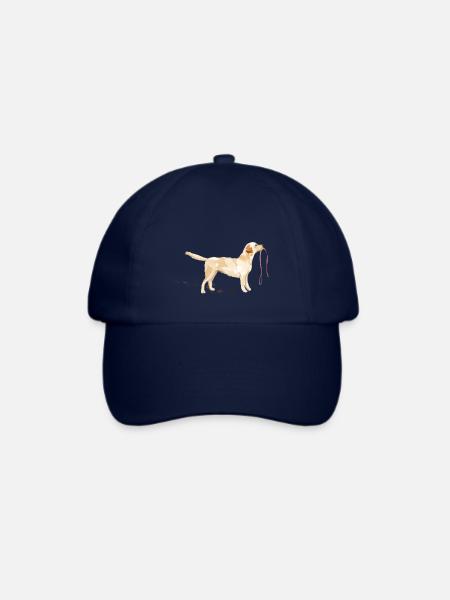 Gelber Labrador mit den schlammigen Tatzen und Leine - Baseballkappe - Blau/Blau