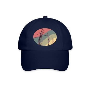 Schiff durch Fernglas im maritimen retro Look - Baseballkappe - Blau/Blau - Vorne