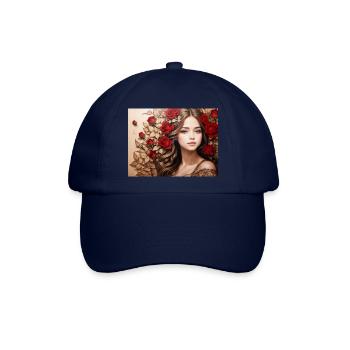 Mädchen mit roter Rose - Baseballkappe - Blau/Blau - Vorne
