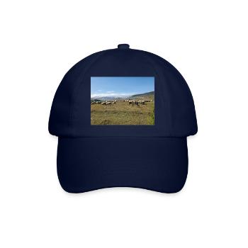Schafe, Esel, Berge, Wiesen - Baseballkappe - Blau/Blau - Vorne