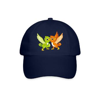 Glückliche zwei cartoonhafte süße Vögel - Baseballkappe - Blau/Blau - Vorne
