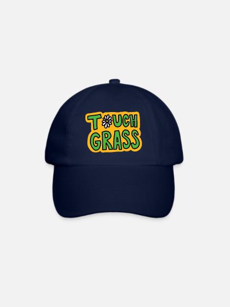 Retro "Touch Grass" Gänseblümchen - Baseballkappe - Blau/Blau