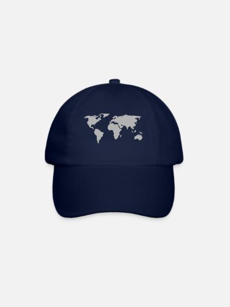Weltkarte - Baseballkappe - Blau/Blau