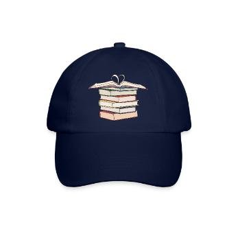 Strichzeichnungen des Buchstapels - Baseballkappe - Blau/Blau - Vorne