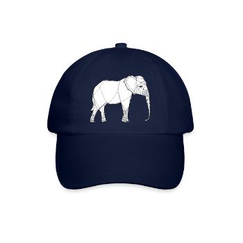 Elefanten-Fine-Line-Art auf Weiß - Baseballkappe - Blau/Blau - Vorne