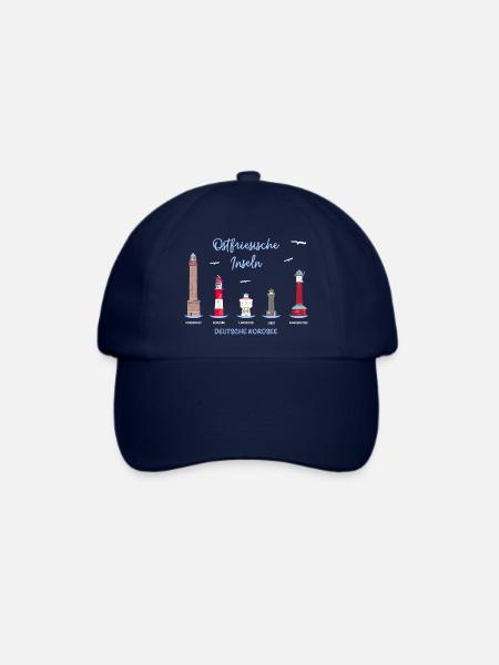 5 Ostfriesische Inseln, Deutsche Nordsee - Baseballkappe - Blau/Blau