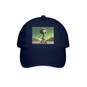 niedliche kleine grüne retro vintage alien jeden tag - Baseballkappe - Blau/Blau - Vorne