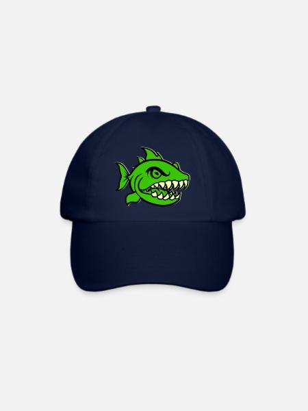 piranha comic fish - Baseballkappe - Blau/Blau