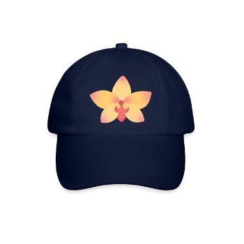 orangefarbene rosa Orchideenblüte - Baseballkappe - Blau/Blau - Vorne