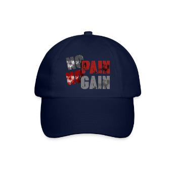 No Pan No Gain Distressed Typografie - Baseballkappe - Blau/Blau - Vorne
