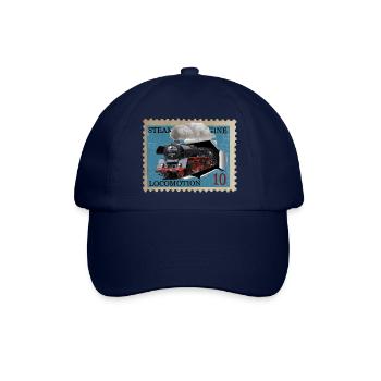 Briefmarke Dampflokomotive - Baseballkappe - Blau/Blau - Vorne