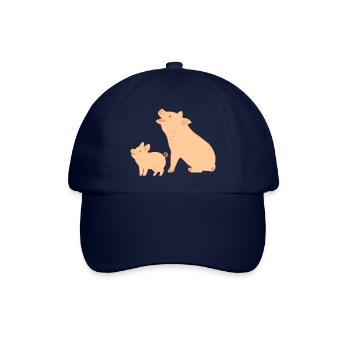 Mutterschwein mit Ferkel - Baseballkappe - Blau/Blau - Vorne