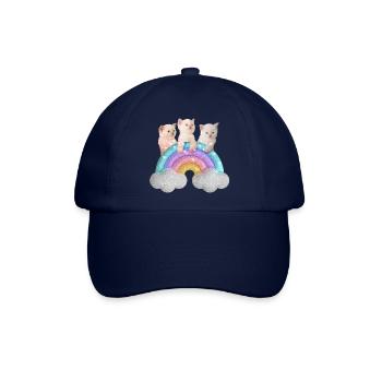 Kawai Bunte Regenbogenkatze Kätzchen Liebhaber Kätzchen - Baseballkappe - Blau/Blau - Vorne