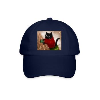 Katze im Pullover - Baseballkappe - Blau/Blau - Vorne