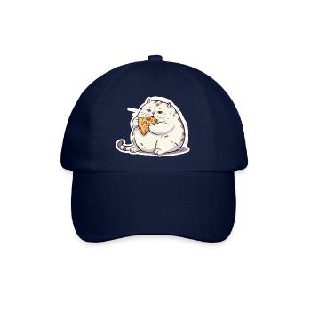 Dicke runde Katze hat nur an Pizza interesse - Baseballkappe - Blau/Blau - Vorne