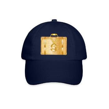 Goldener Luxus-Koffer mit Dollarzeichen - Baseballkappe - Blau/Blau - Vorne