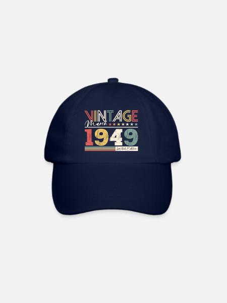 75. Geburtstag Geschenk Vintage März 1949 - Baseballkappe - Blau/Blau