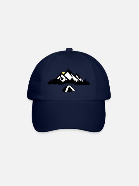 Camping, Berge und Wald - Baseballkappe - Blau/Blau