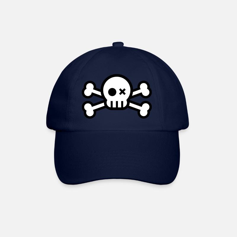 crâne et os croisés - Casquette classique - bleu/bleu