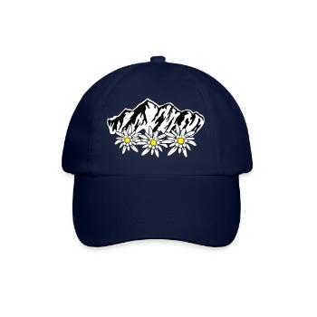 Berge und Edelweiss - Baseballkappe - Blau/Blau - Vorne