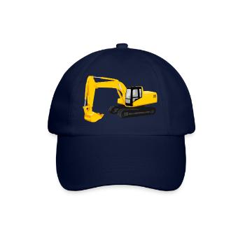 gelbes Bagger-Schwermaschinen-Stil im Cartoon-Stil - Baseballkappe - Blau/Blau - Vorne