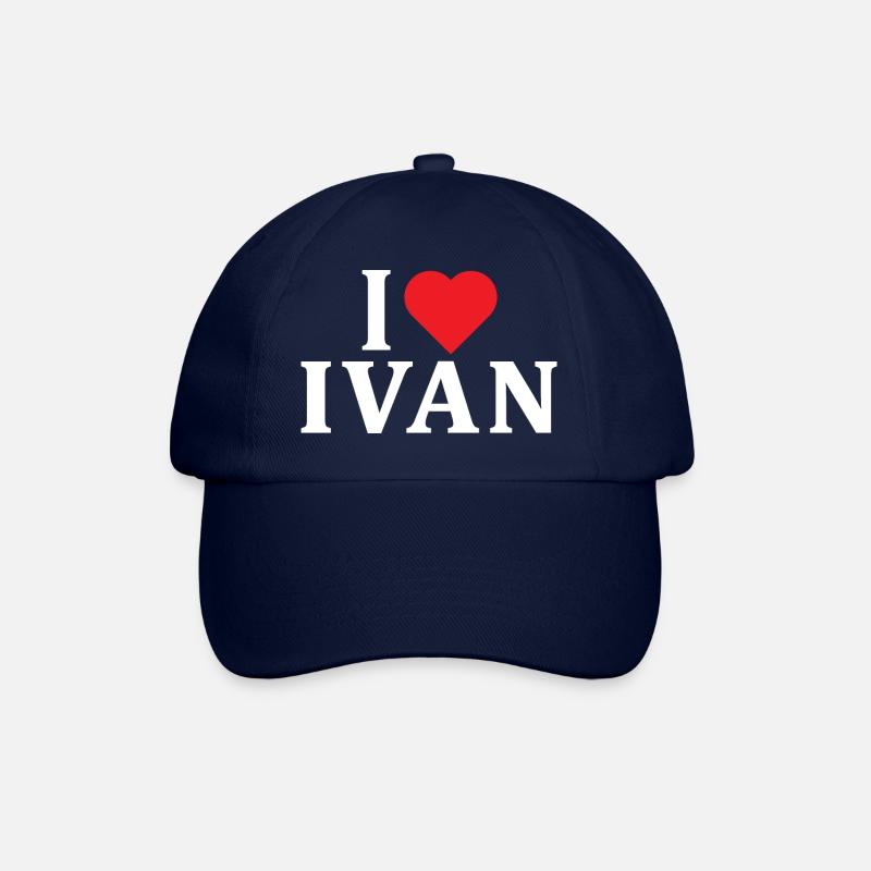 Name T-Shirt I love Ivan T-Shirt Geschenkidee - Baseballkappe - Blau/Blau