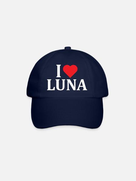 Name T-Shirt I love Luna T-Shirt Geschenkidee - Baseballkappe - Blau/Blau