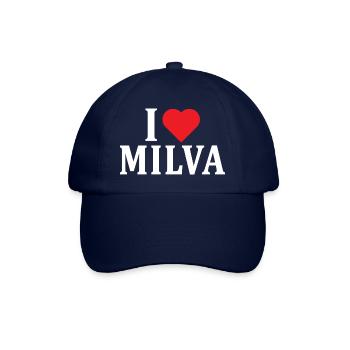 T-Shirt Name I love Milva T-Shirt Geschenkidee - Baseballkappe - Blau/Blau - Vorne