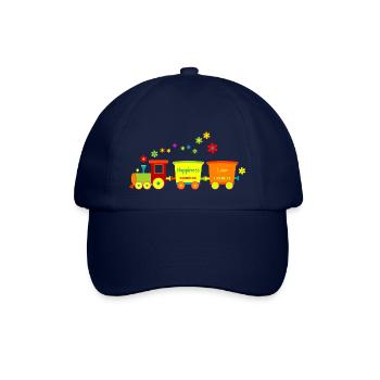 Eisenbahn Kinderspielzeug Zug Frühlingsblumen bunt - Baseballkappe - Blau/Blau - Vorne