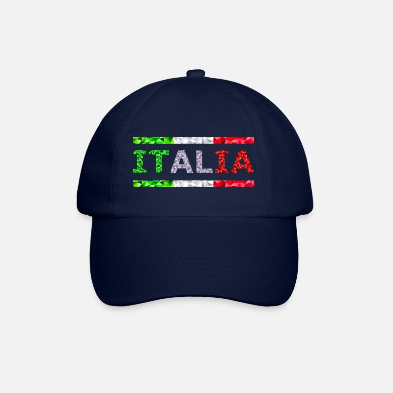 Italien Text und Fahne als Streifen low poly - Baseballkappe - Blau/Blau