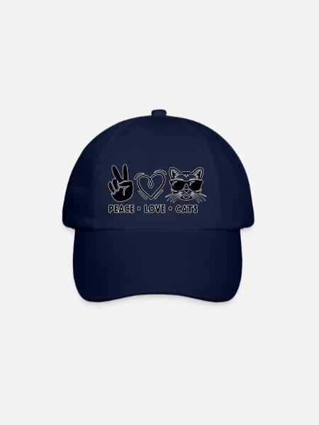 Peace Love Cats - Baseballkappe - Blau/Blau
