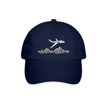 mountains alps line airplane plane fly pilot holid - Baseball Cap - blue/blue - Front