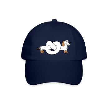Hund Dackel Brezel Form Knoten Langer Körper Comic - Baseballkappe - Blau/Blau - Vorne