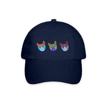 Visages de chat,3 chats,Warhol, Tête de chat,Chat - Casquette classique - bleu/bleu - Devant
