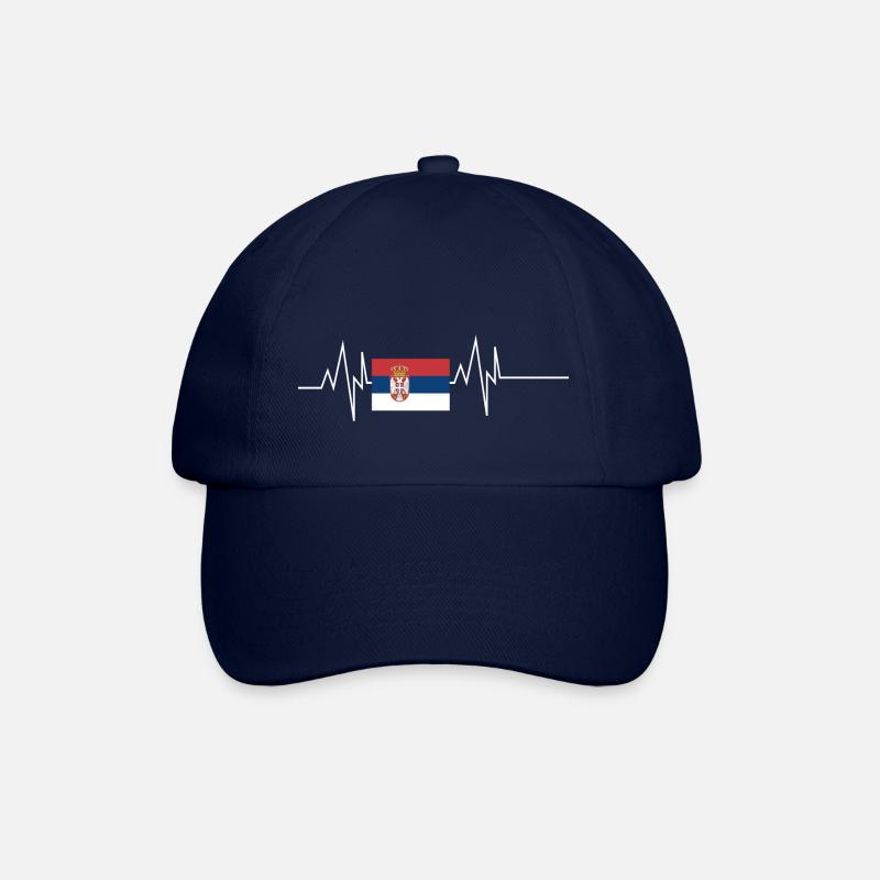 Serbien Flagge Herzschlag - Baseballkappe - Blau/Blau
