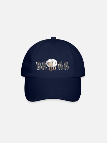 Illustration of a smiling sheep and the word baaa - Baseball Cap - blue/blue