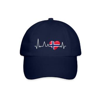 Norwegen Flagge Herzschlag Urlaub Geschenk - Baseballkappe - Blau/Blau - Vorne