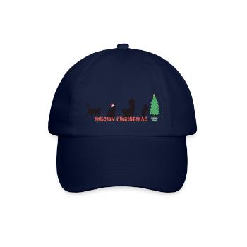 Miauige Weihnachten - süße Katze mit Nikolausmütze - Baseballkappe - Blau/Blau - Vorne