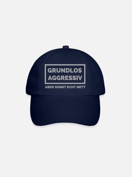 Lustiger Spruch Grundlos Aggressiv aber sonst nett - Baseballkappe - Blau/Blau