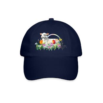 Frühlingslamm mit Blumen und Schmetterlingen - Baseballkappe - Blau/Blau - Vorne