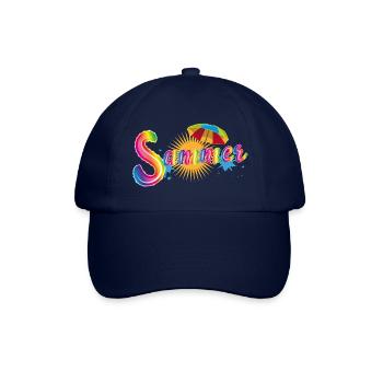 Summer Regenbogenschrift – Fröhliches Sommerdesign - Baseballkappe - Blau/Blau - Vorne
