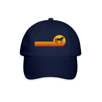 Pferde Sonnenaufgang T-Shirt Lustiges Pferd - Baseballkappe - Blau/Blau - Vorne