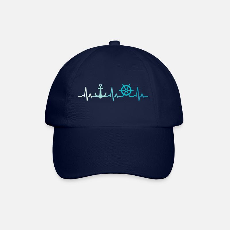 Retro Bootfahren Herzschlag Anker Kapitaen - Baseballkappe - Blau/Blau