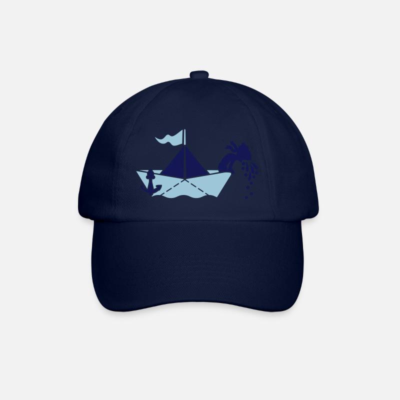 Seekrank auf Papierboot / seasick on paperboat (2c - Baseballkappe - Blau/Blau
