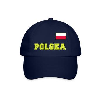 Polen Trikot Look – POLSKA mit Fahne bzw. Flagge - Baseballkappe - Blau/Blau - Vorne