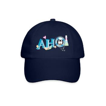 Sailor's greeting lettering Ahoi with penguin sailor - Baseball Cap - blue/blue - Front