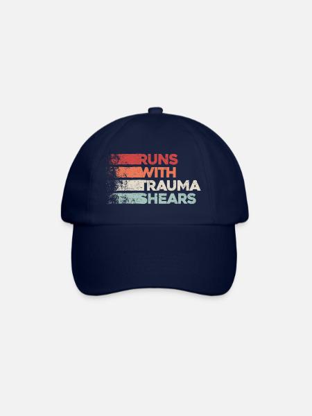 Runs With Trauma Shears - Erste Hilfe Geschenk - Baseballkappe - Blau/Blau