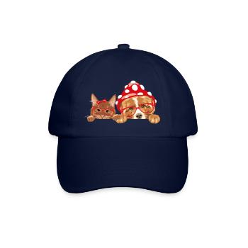 Coup d’œil drôle chat roux et chien border collie - Casquette classique - bleu/bleu - Devant
