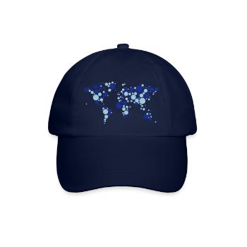 Weltkarte Erde Planet Globus Kontinent Kreis Punkt - Baseballkappe - Blau/Blau - Vorne